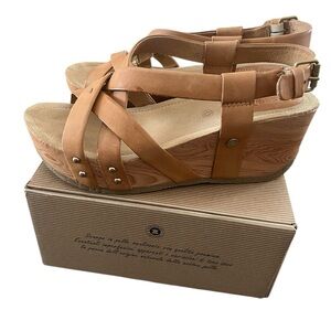 Bussola Tan Leather Platform Mules